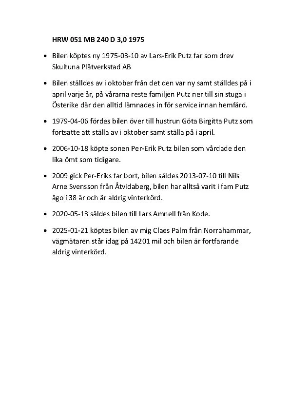 Documentation for 1975 Mercedes-Benz 240 D 3.0 (2)