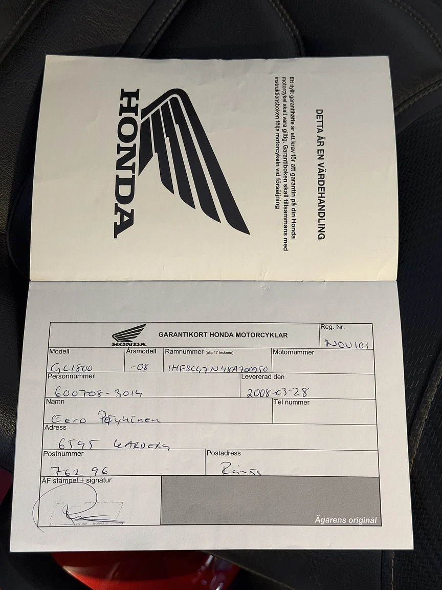 Dokumentation för 2008 Honda GL1800 A2 Gold Wing (1)