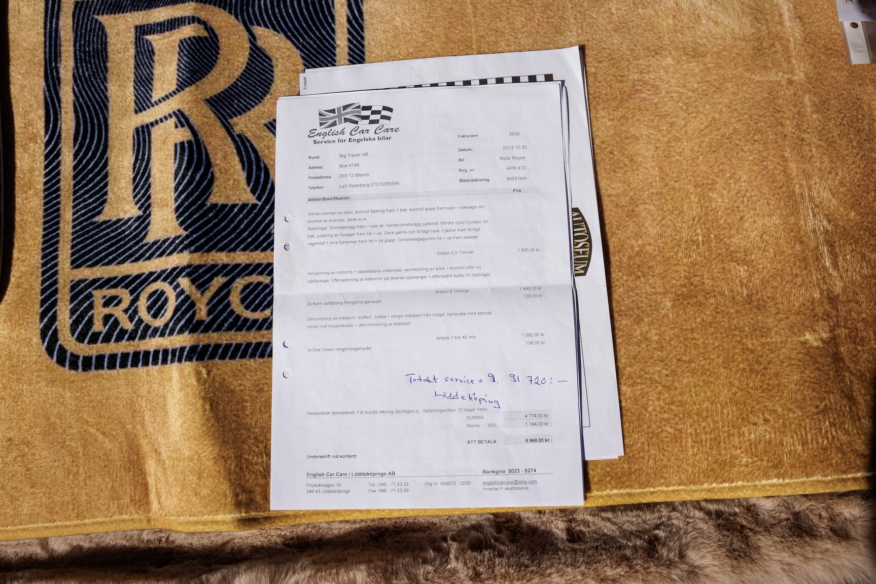Documentation for 1991 Rolls Royce Silver Spur LWB
