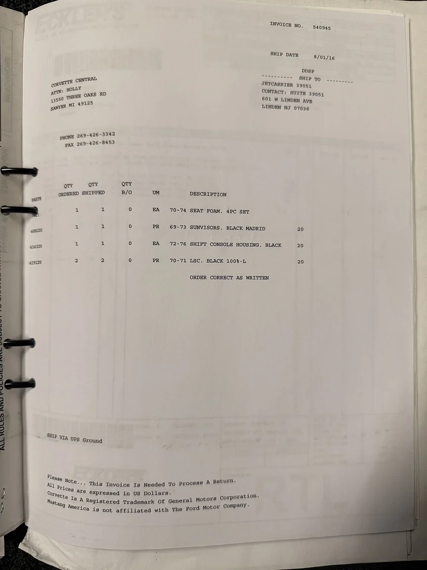Dokumentation för 1971 Chevrolet Corvette Stingray Special 598 cui V8 795 hk (92)