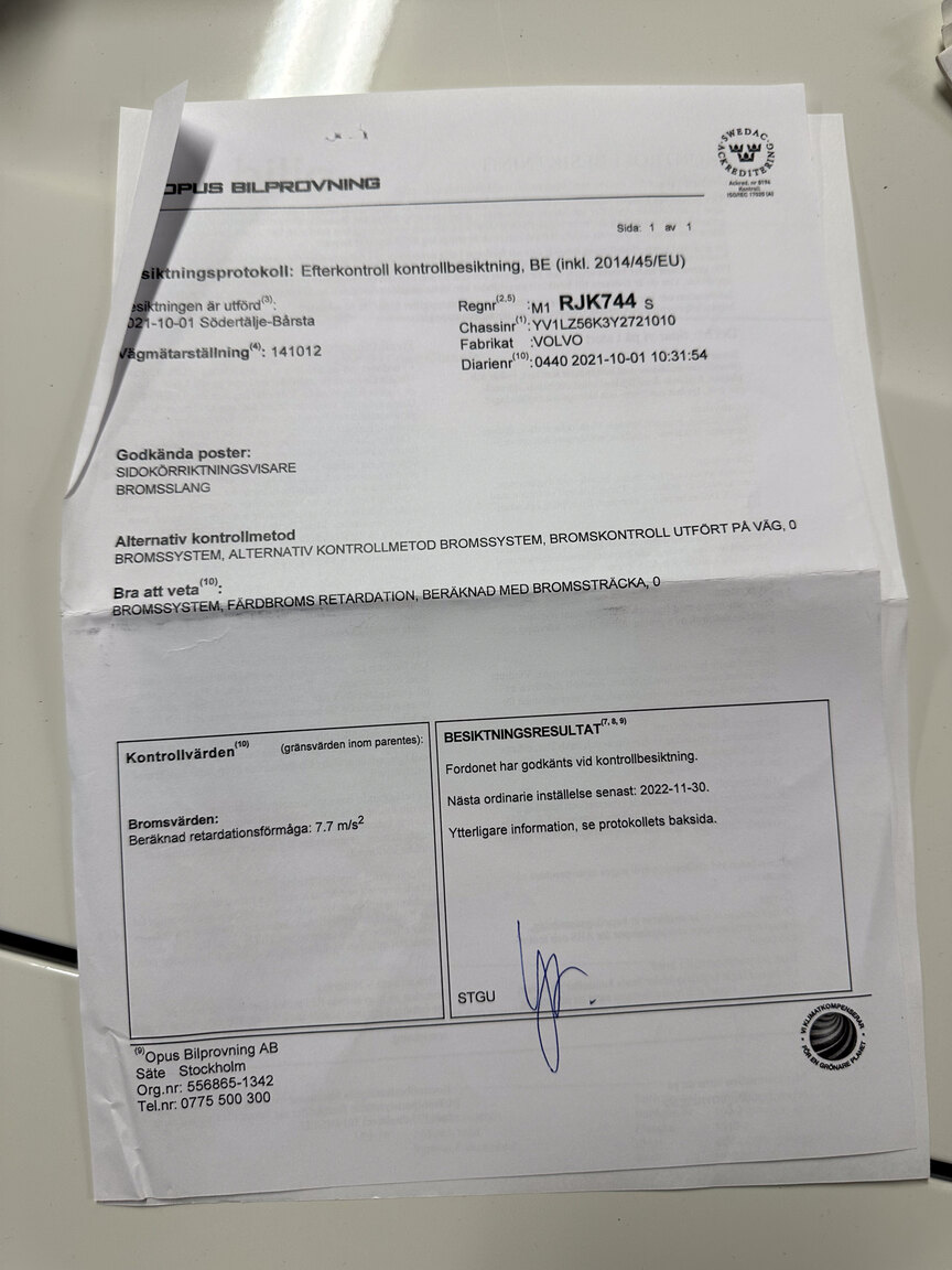 Documentation for 2000 Volvo V70 XC