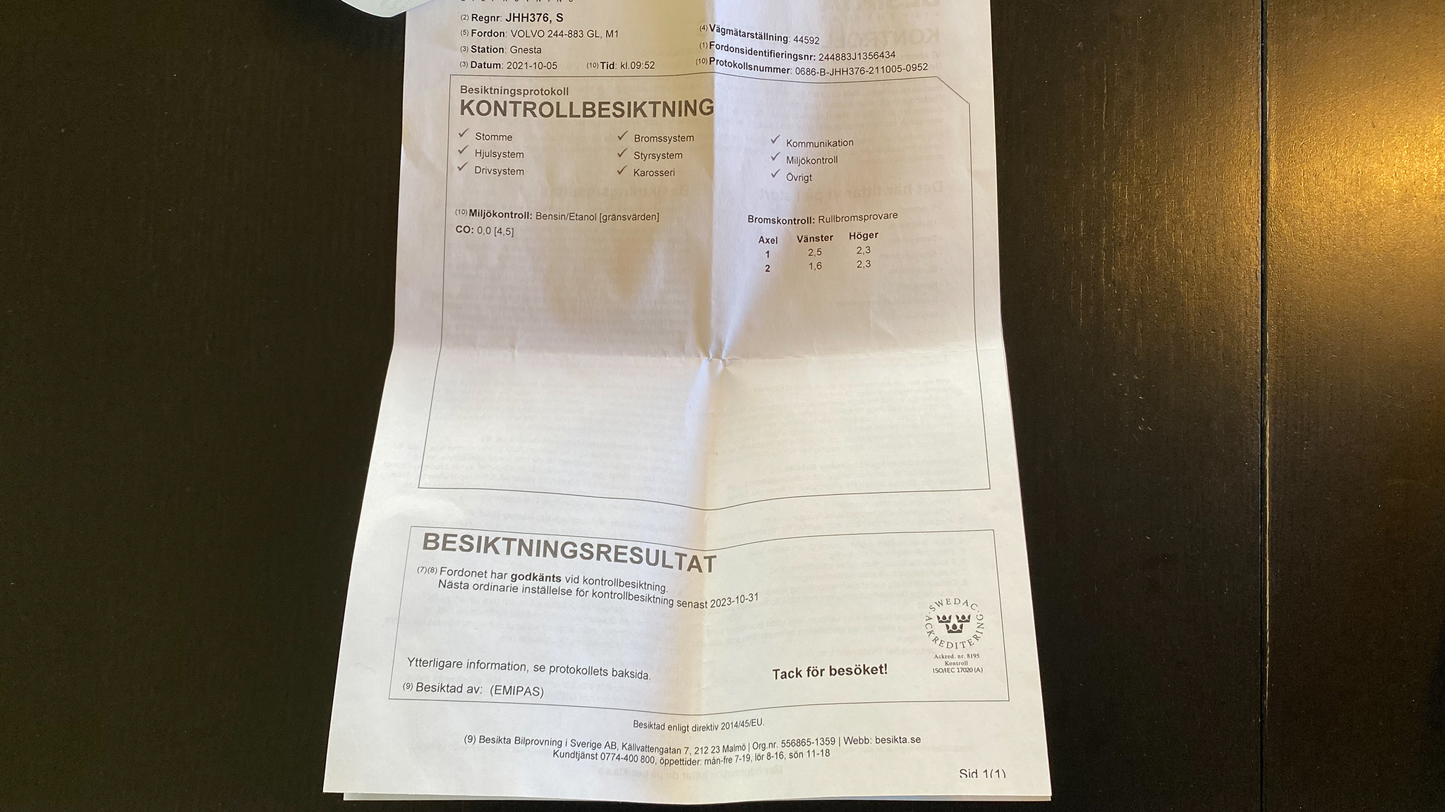 Dokumentation för 1988 Volvo 240 GL