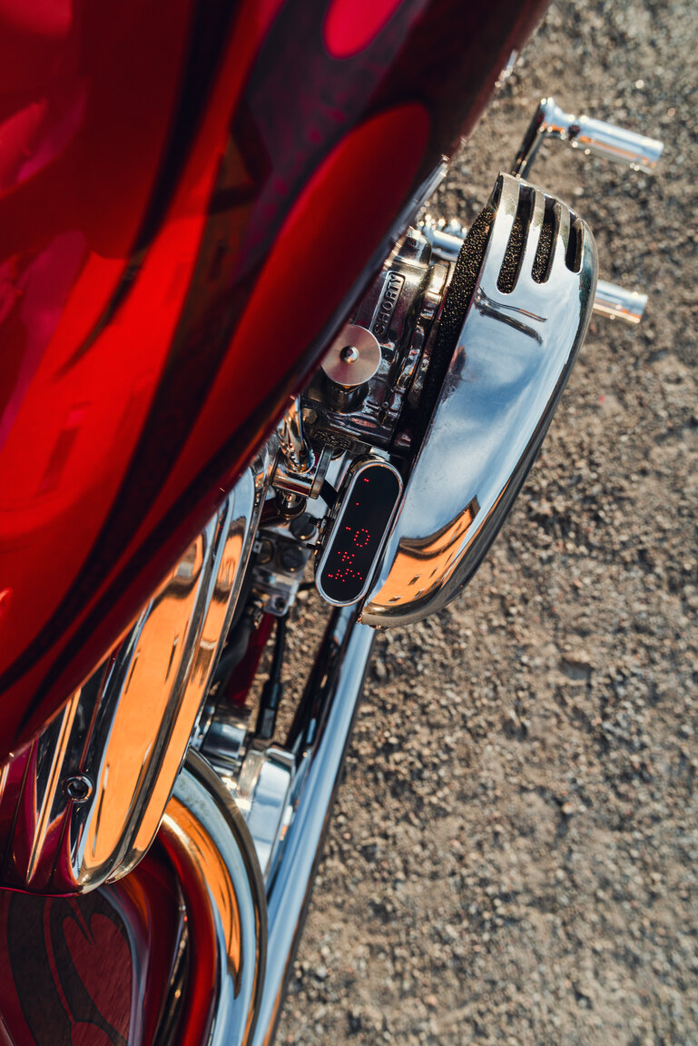 Exterior image of 2001 Unique Custom Cycles Red Inferno