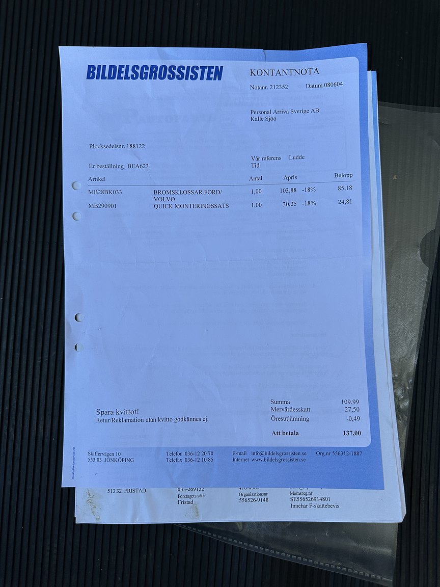 Documentation for 1967 Volvo 144 1.8 