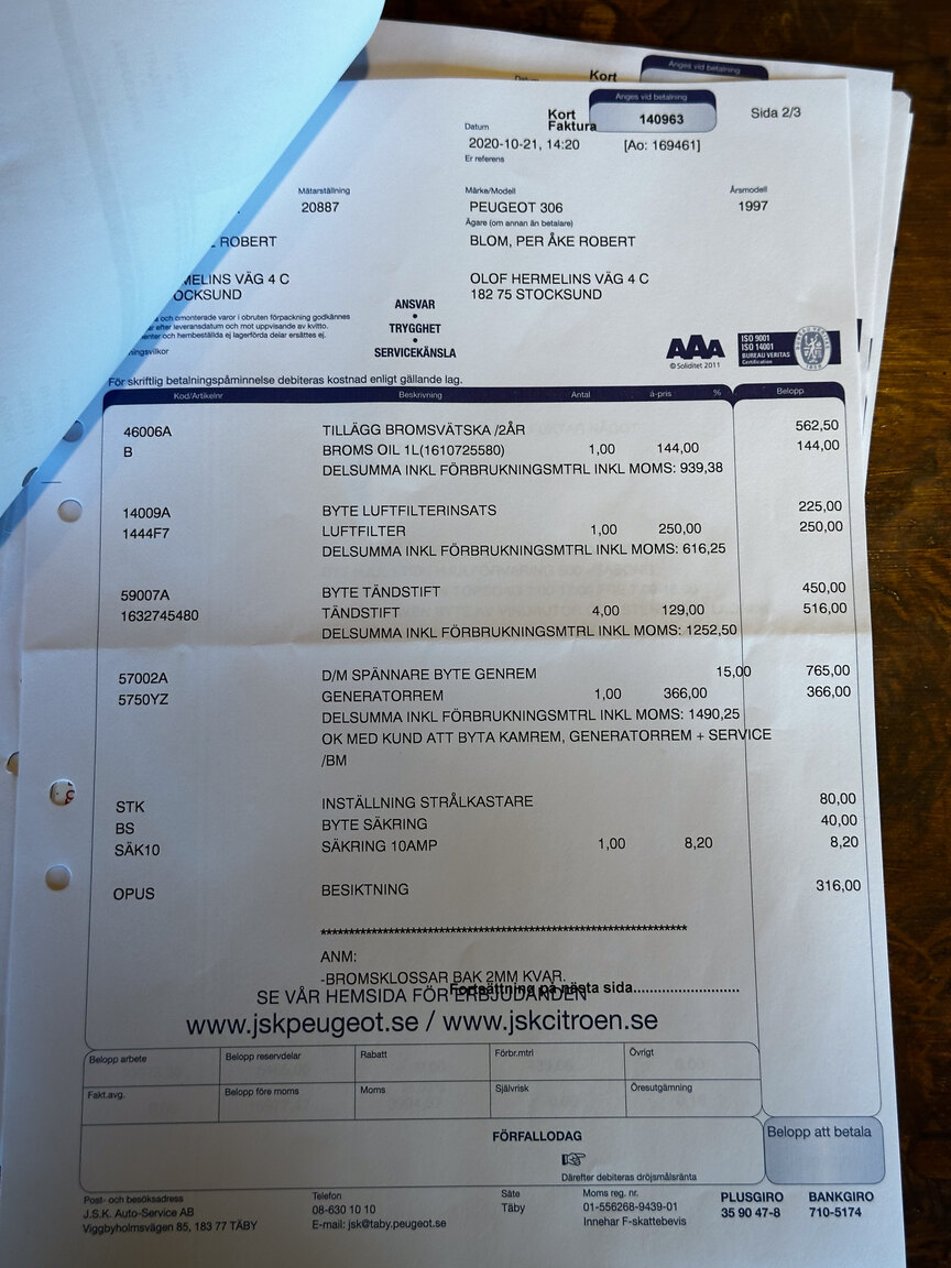 Dokumentation, 1997 Peugeot 306 Cabriolet